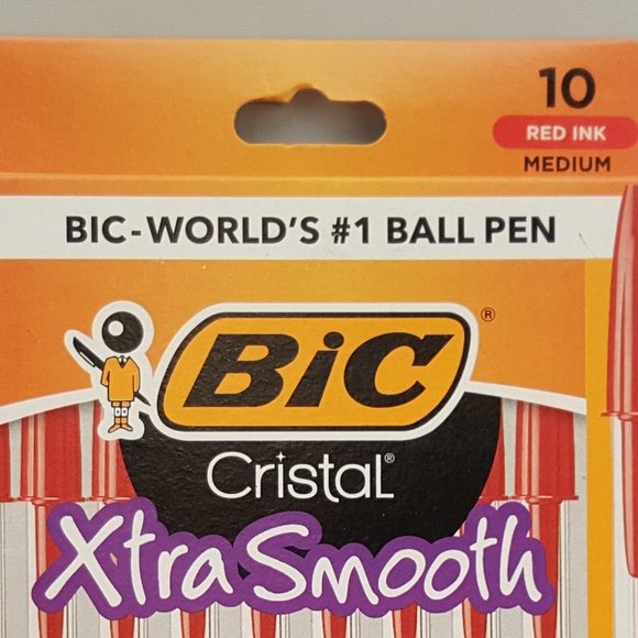 BIC Cristal Xtra Smooth Ball Pen Medium Point 1.0 mm RED Ink 10 - Picture 4 of 4